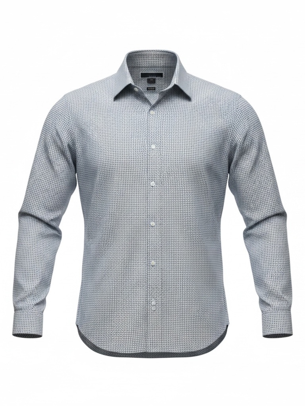 Michael Kors Gray Micro-Pattern Spread Collar Dress Shirt